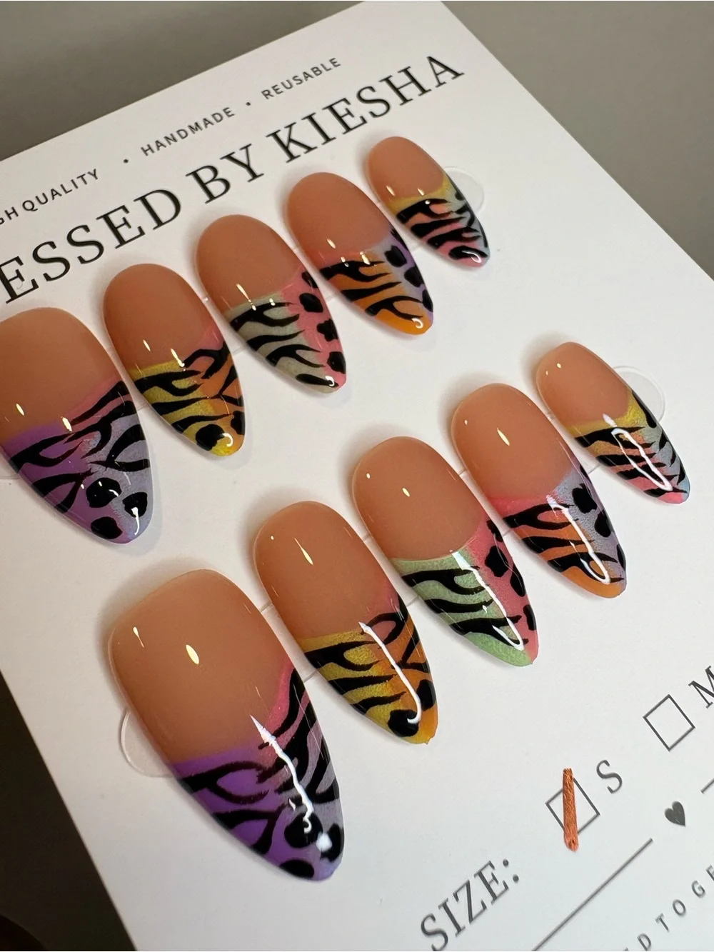 Multicolor Animal Print Pressed Nails